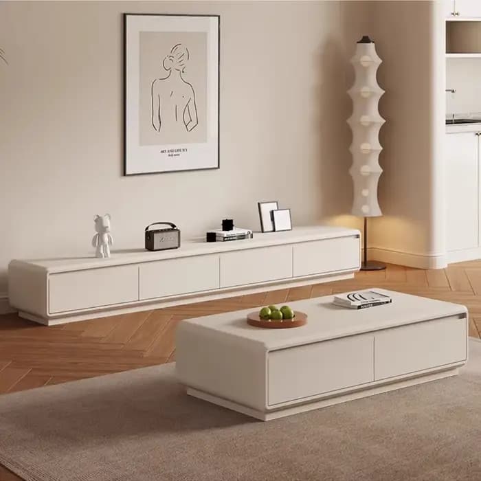 Meuble TV de salon blanc en bois