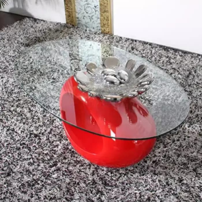 Table basse elliptique créative en verre avec rangement