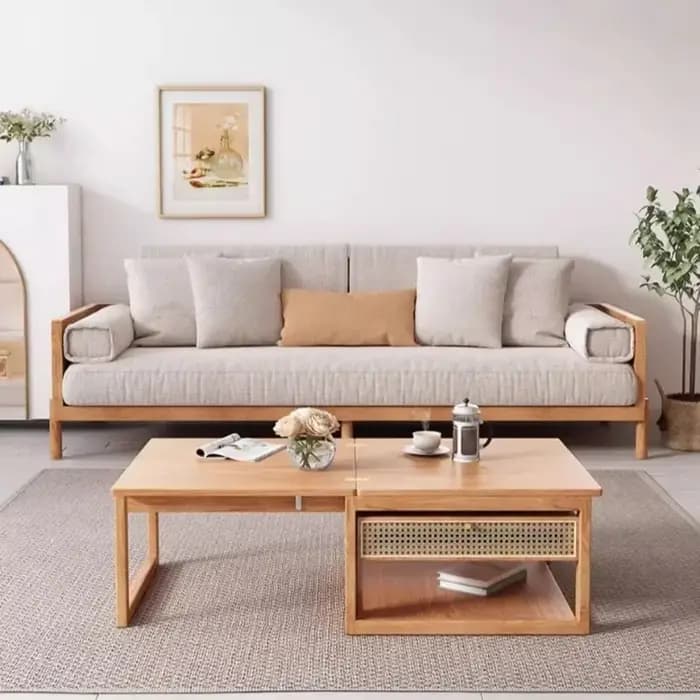 Table basse minimaliste claire affichage esthétique