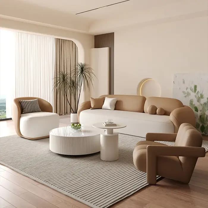 Canapés de salon minimalistes en cuir
