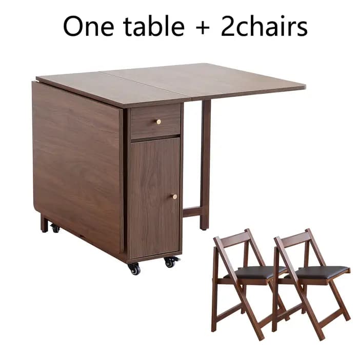 Table de salle à manger pliante extensible avec cuir chevelu tombant