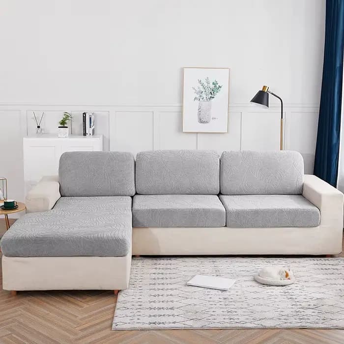 Housse de coussin de siège Jacquard résistant à l'eau imperméable élastique gris