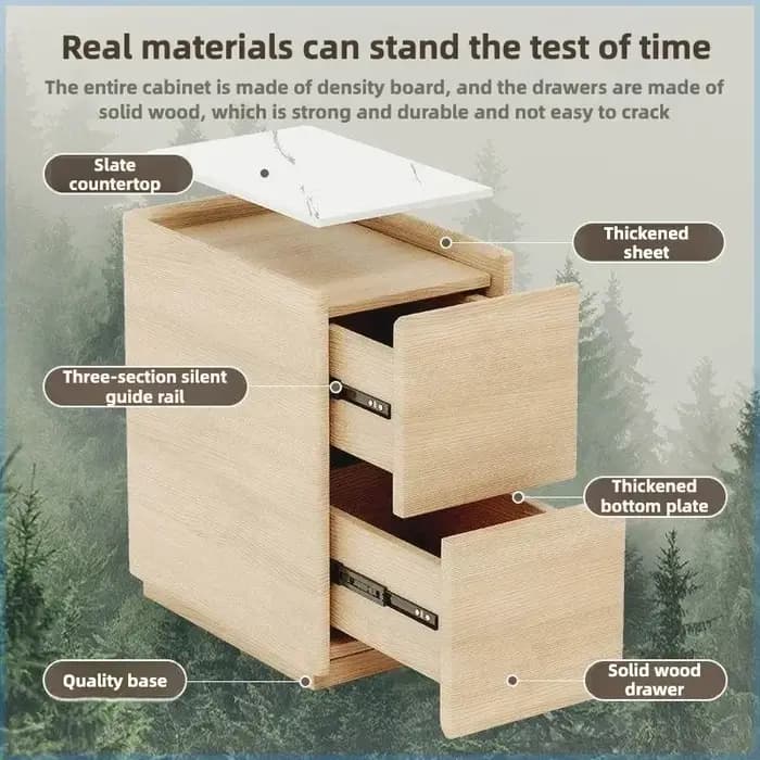 ZNarrow – tables de chevet rustiques en bois massif, petits tiroirs, organisateurs, maquillage minim