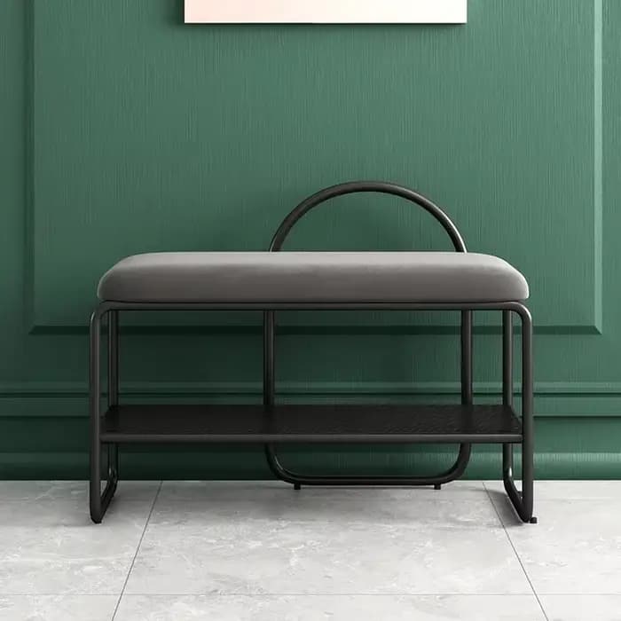 Meuble de salon nordique T1 avec coussin souple, siège à chaussures peu encombrant pour couloir, ban