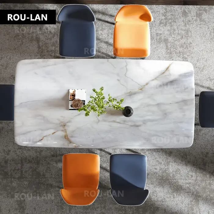 Table à manger en pierre de cristal de couleur de luxe légère