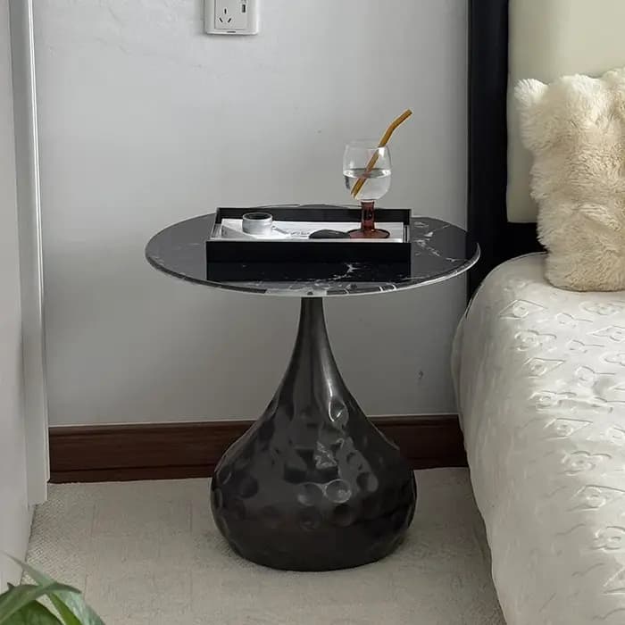Table basse ronde moderne pour salon, en dalle de roche, de luxe, noire, ensemble de meubles de salo