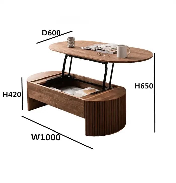 Tables basses rustiques à dessus relevable