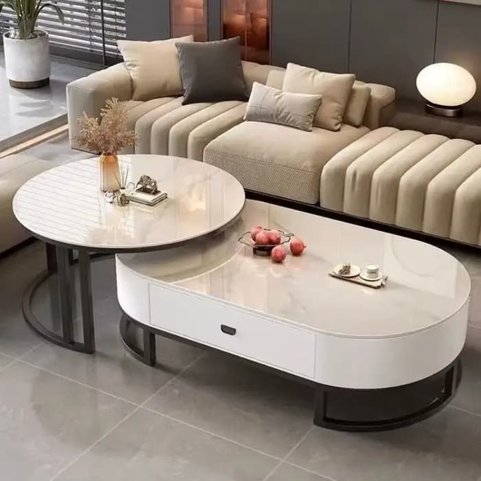Table basse en marbre pour carnet de notes