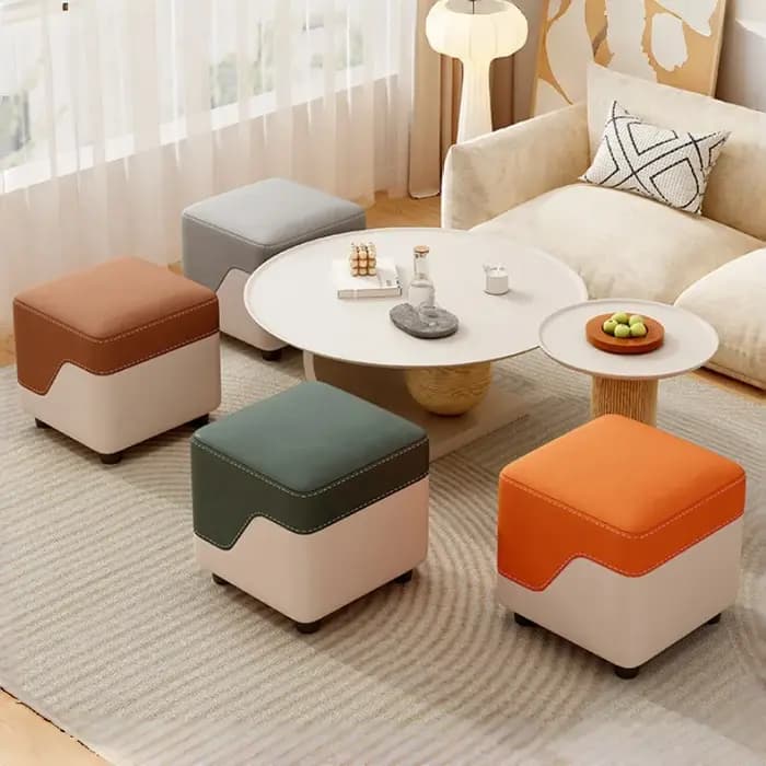 Petits tabourets carrés rembourrés confortables et doux, multi-usages pour salon, canapé, entrée, re