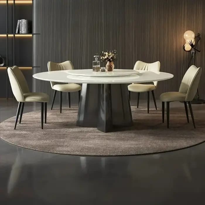 Table à manger ronde moderne avec plateau tournant