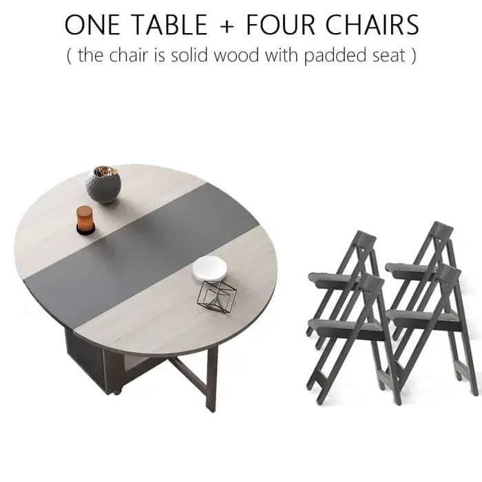 Table à manger ronde multifonctionnelle avec 4 chaises