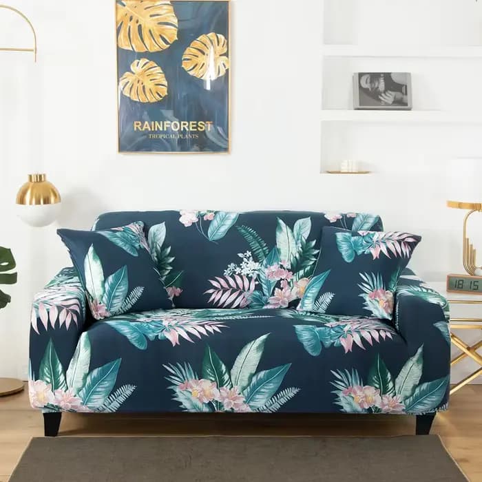 Housse de protection de canapé florale, couvre-canapé d'angle sectionnel élastique et extensible pou