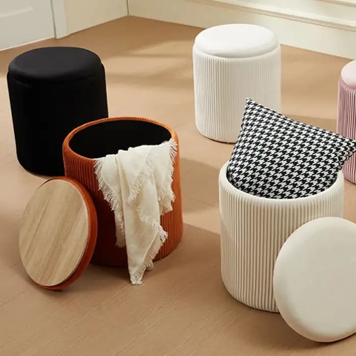 Tabouret de commode de salon pouf rond