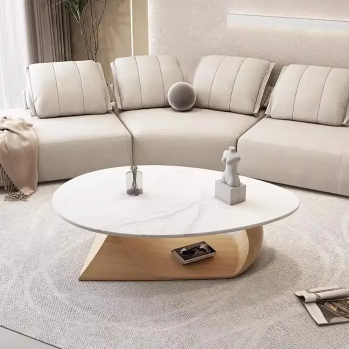 Table basse ovale en bois pour salon
