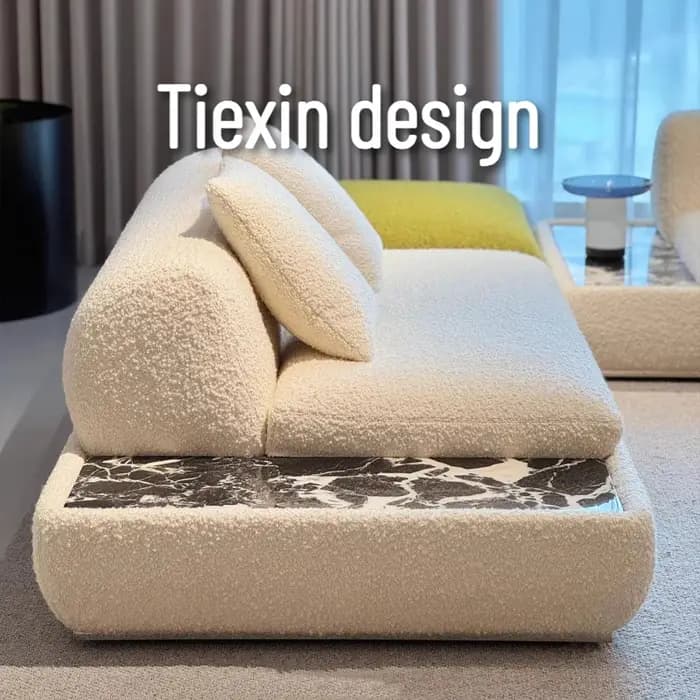 Fauteuils en tissu chenille pour salon