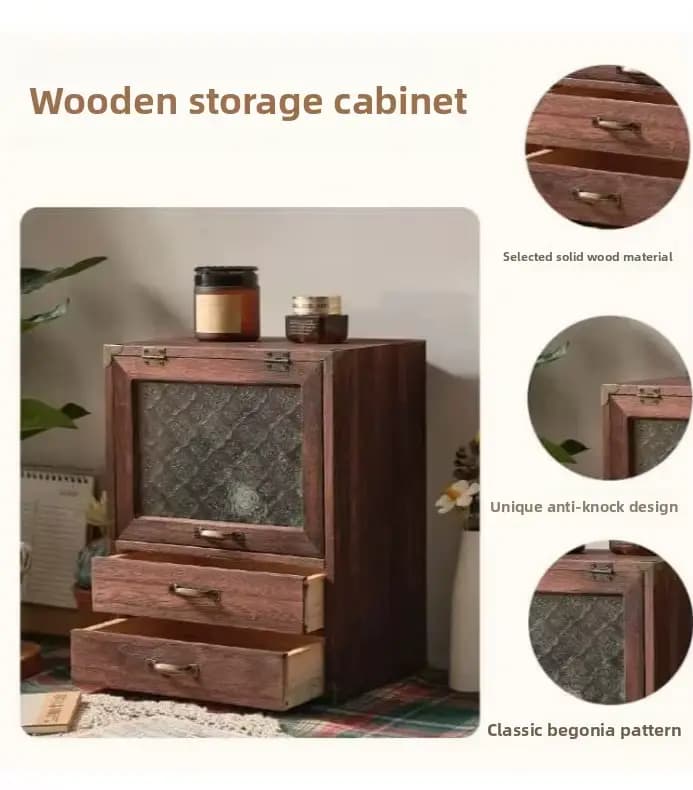 Armoire de rangement domestique multicouche en bois massif