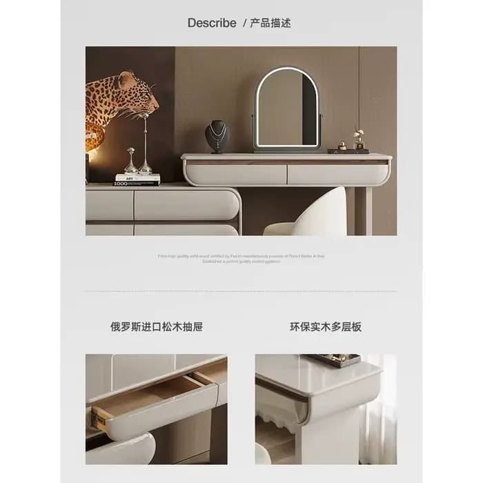 Commode minimaliste italienne poitrine intégrée chambre lumière luxe moderne 2025 nouvelle armoire de chevet peinte table de maquillage 1.2
