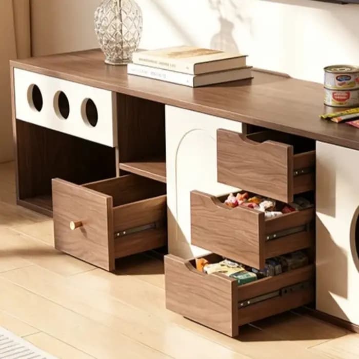 Meuble TV d'angle vintage en bois, style Mid-Century, pour salon de luxe
