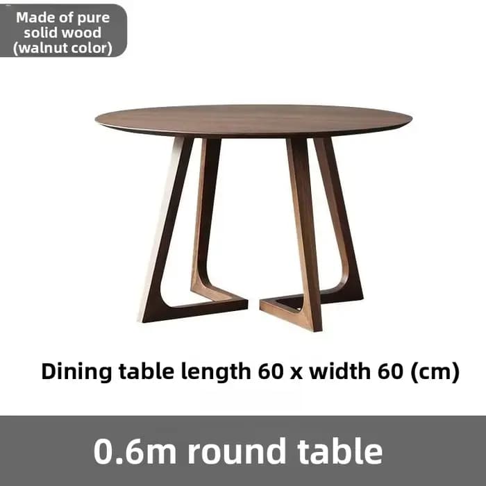 Table de salle à manger ronde en bois massif de caoutchouc, bureau d'étude moderne avec pieds en V,