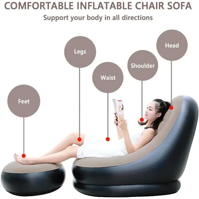 Nouveau canapé gonflable en peluche pour les paresseux canapé-lit pliable en plein air chaise allongée pratique avec pieds banc chaud