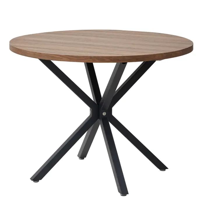 EGOONM Table ronde nordique Table en bois massif avec couvercle en bois et cadre en acier Tables bas