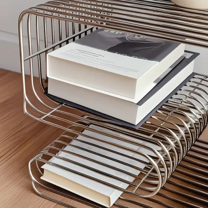 Petite Table basse nordique en acier inoxydable