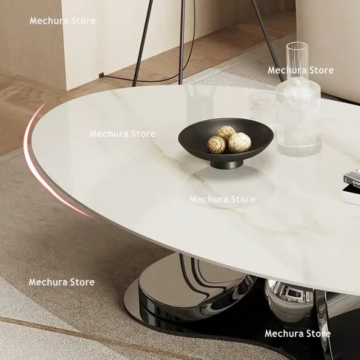 Tables basses de luxe légères avec plaque de roche, pour salon, ovales minimalistes italiennes, nouv