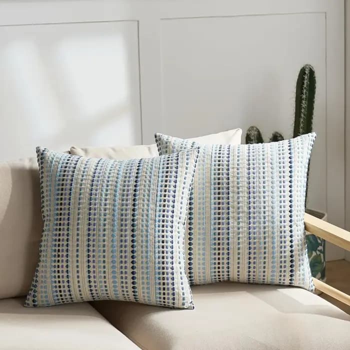 Housses de coussin décoratives kaki, Housses de coussin de canapé bohèmes texturées à rayures, Houss
