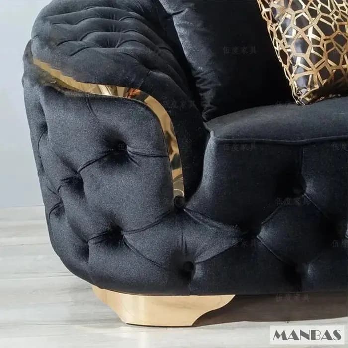 Linlamlim Canapé sectionnel Chesterfield classique avec boutons en tissu