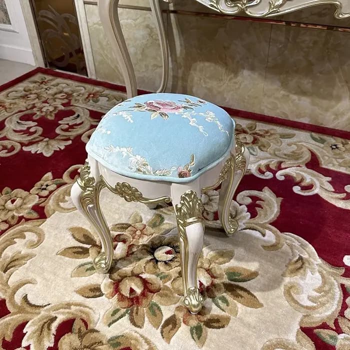 Coiffeuse française en bois massif, tabouret de maquillage, combinaison de coiffeuse sculptée europé