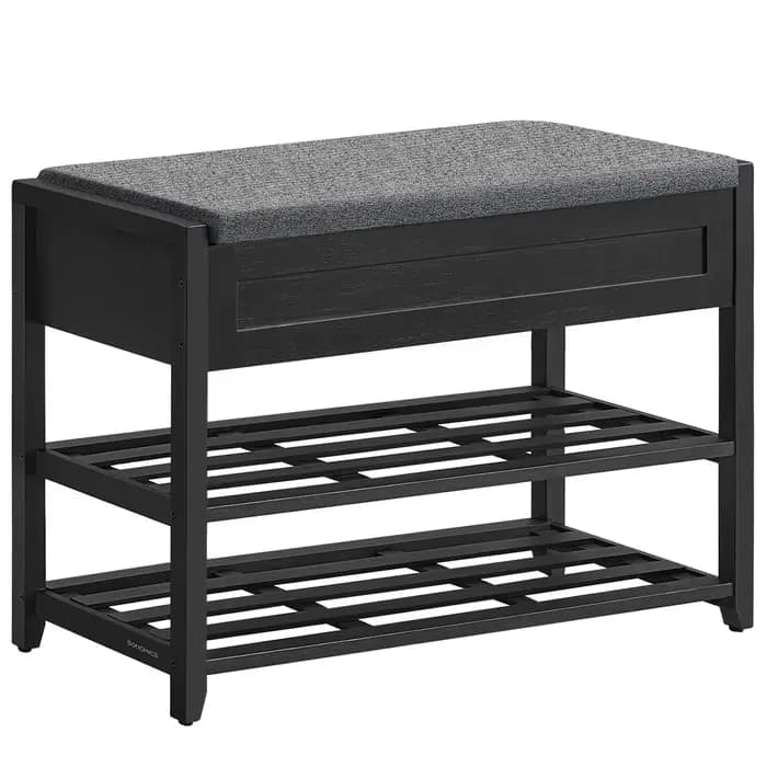 Étagère de rangement d'entrée pour salon, banc de rangement de chaussures avec coussin rembourré, ét