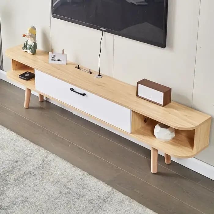 Meuble TV en bois massif pour petit appartement