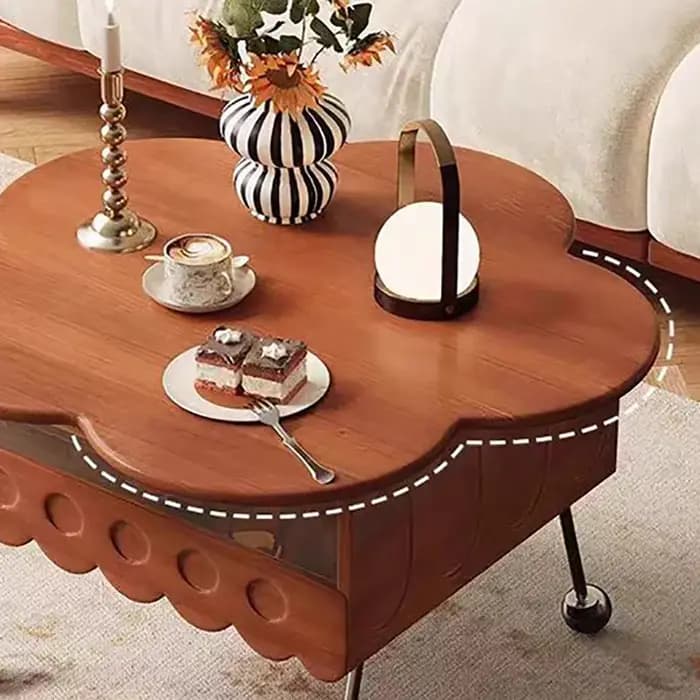 Table basse de luxe européenne sur roulettes