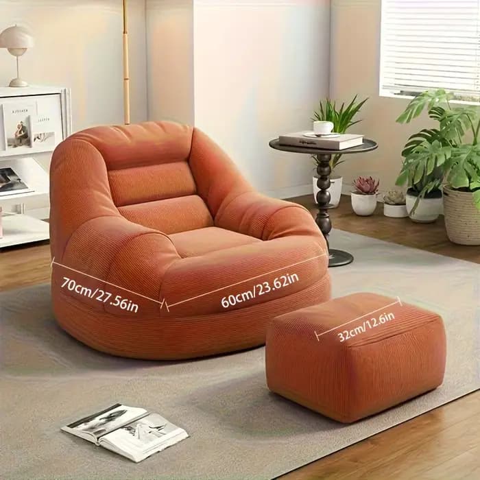 Canapé et repose-pieds en tatami paresseux, chaise simple – Parfait pour chambre à coucher, balcon, petit espace, salon ou repos au bureau.