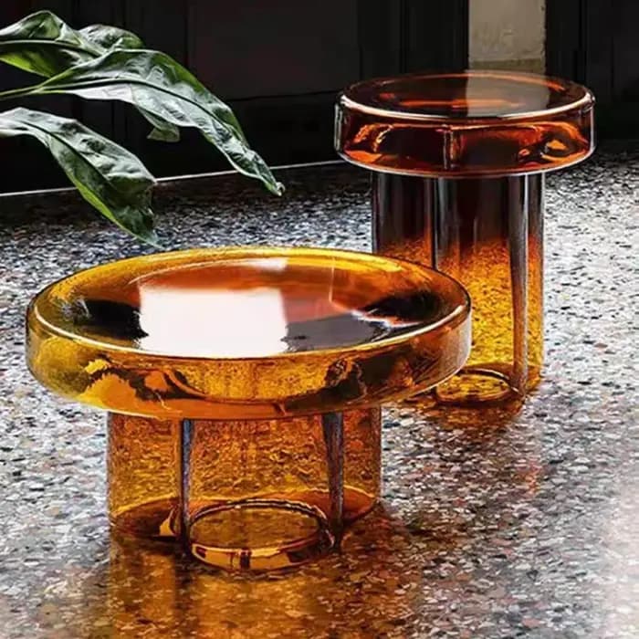  Table basse ronde en verre italien de luxe-table d'appoint centrale de salon moderne