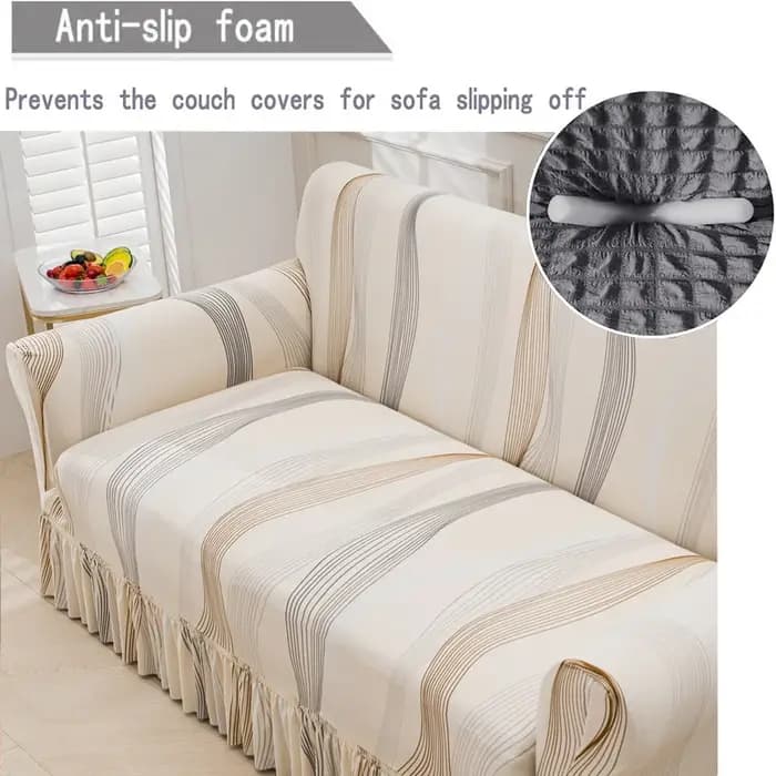 Housse de canapé extensible avec jupe