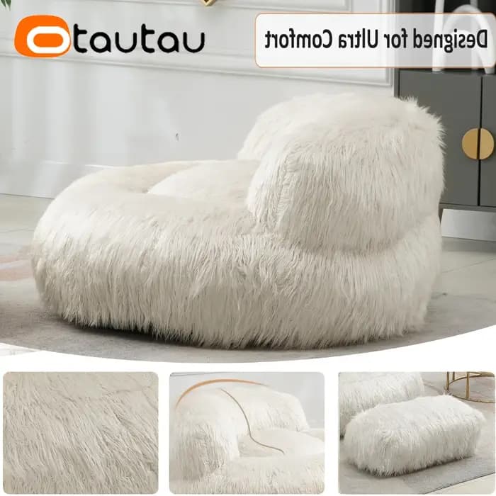 Pouf pouf en fausse fourrure pour adultes et enfants