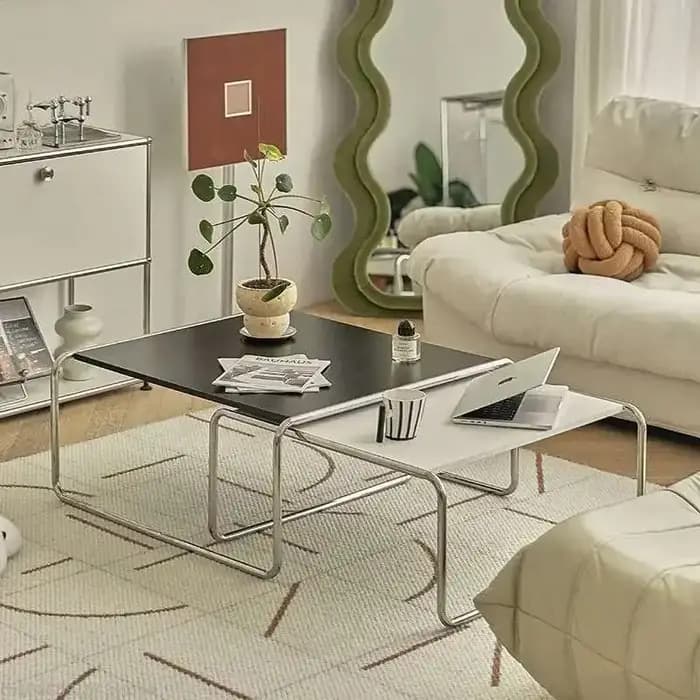 Bauhaus – Table basse rectangulaire en acier inoxydable
