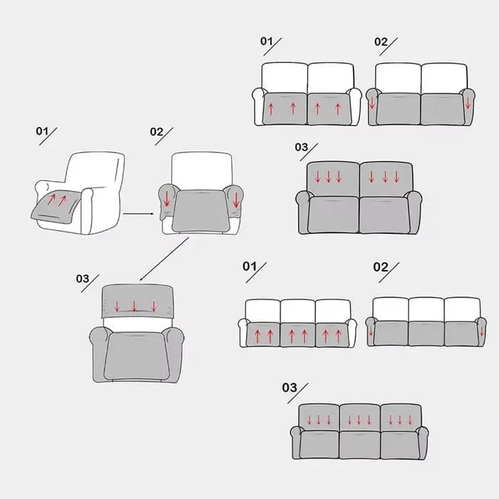 Juste Extensible pour Canapé et Fauteuil Inclinable