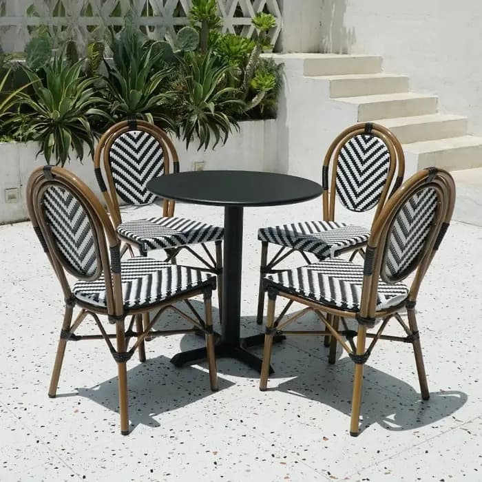 Chaise empilable en rotin, chaise de bistro de café français, mobilier de jardin extérieur, de patio