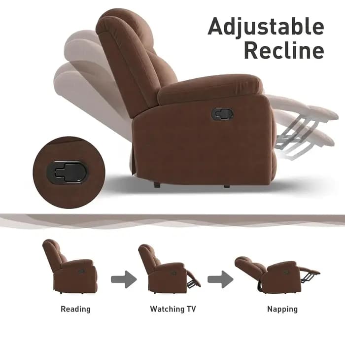 Fauteuil inclinable à bascule pour adultes, fauteuil inclinable à bascule manuel rembourré, canapé s
