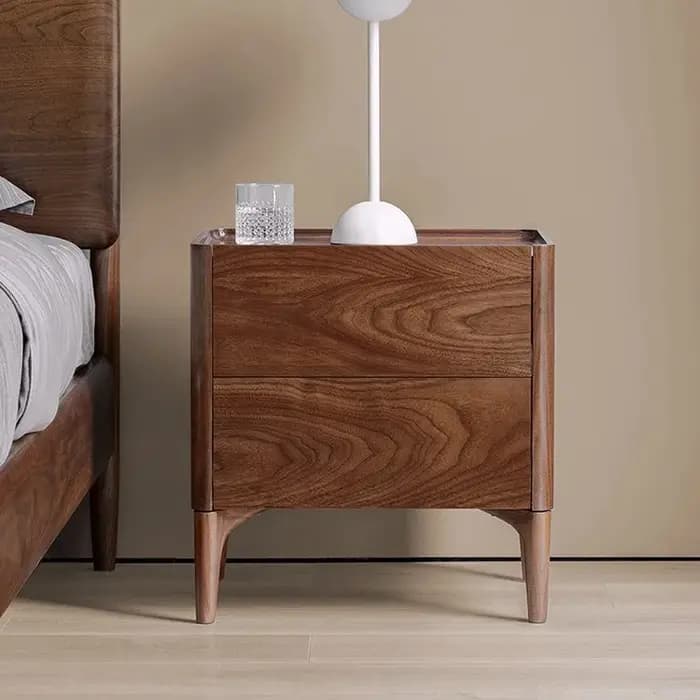Table de chevet en bois de cerisier avec lumière, luxe, noyer noir, massif, nordique, minimaliste, m