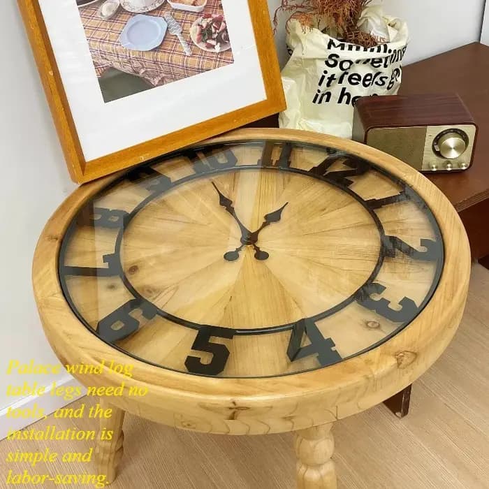 Table basse minimaliste en bois massif avec ornements