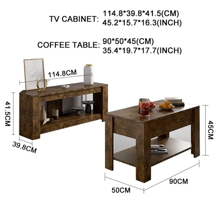 Table TV et Table basse relevable avec rangement