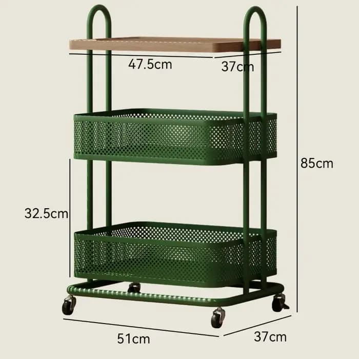 Tables d'appoint en métal et bois avec rangement sur roulettes
