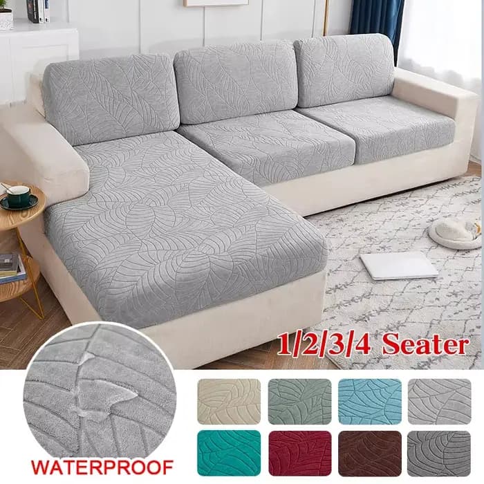 Housse de coussin de siège Jacquard résistant à l'eau imperméable élastique gris