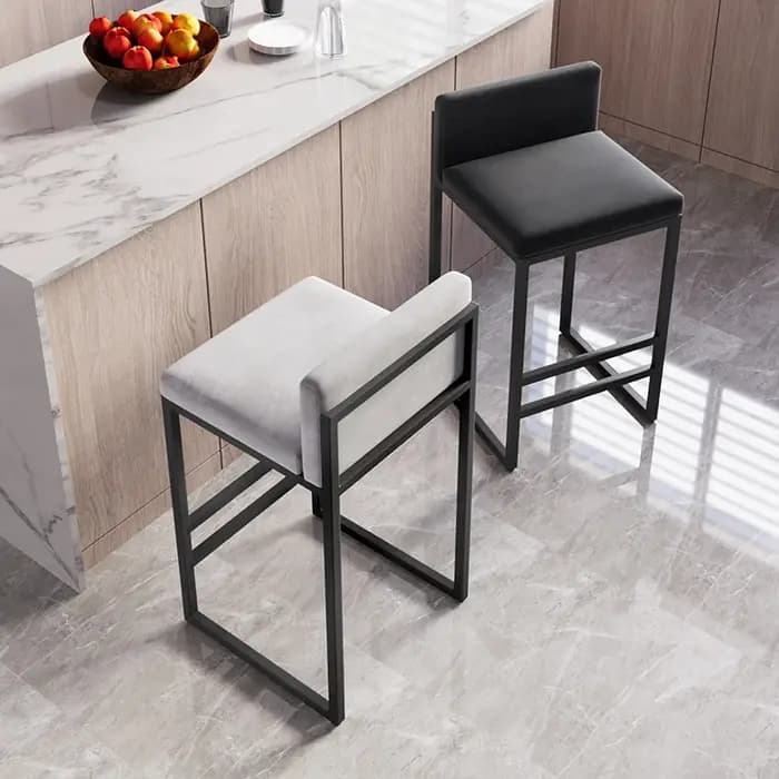 Tabouret de bar moderne avec dossier en fer forgé, chaise de comptoir pour la maison, l'îlot de cuis