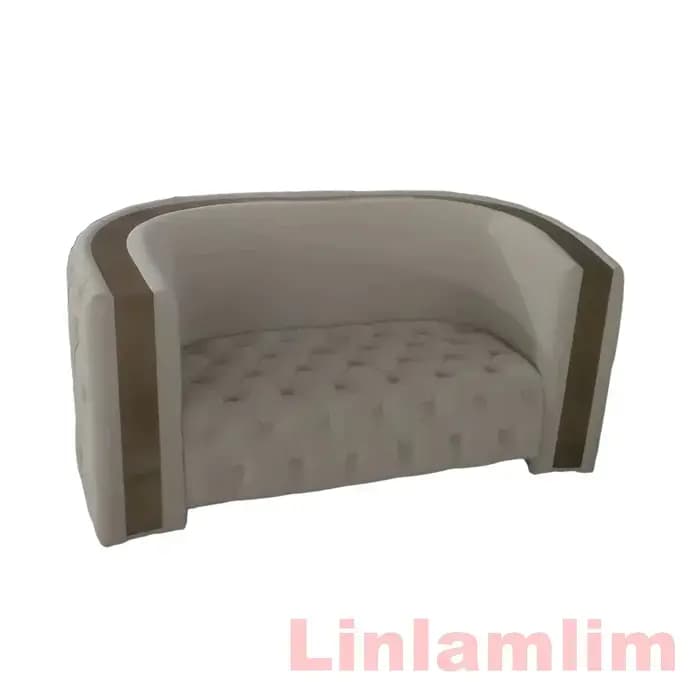 Ensemble de canapés capitonnés en cuir véritable de luxe – Canapé Chesterfield avec dossier incurvé et boutons