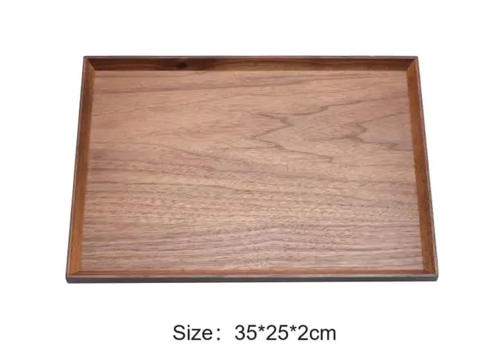 Plateau Rectangulaire Sculpté en Noyer Noir pour Hôtel