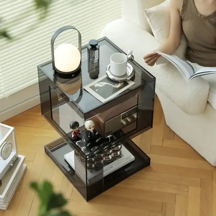 Table d'appoint en acrylique Transparent, salon, canapé, rangement, Table basse, balcon, étagère, ch